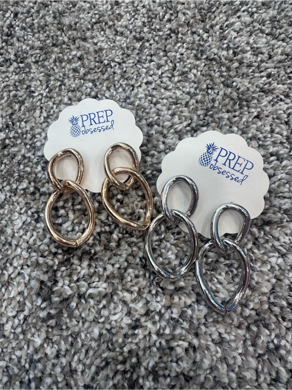 Double Loop Drop Earrings - Gold & Silver